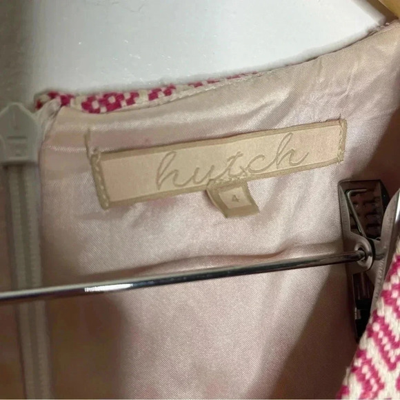 Hutch Anthropologie Pink Cream Sleeveless Dress Fit Flare Size 4 - Picture 5 of 8